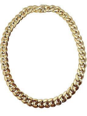 14K Yellow Gold Cuban Chain Necklace Choker 16" #26129